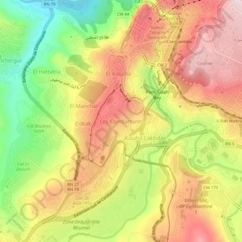 Carte topographique Les combattants, altitude, relief