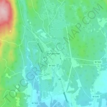Carte topographique Nyhammar, altitude, relief