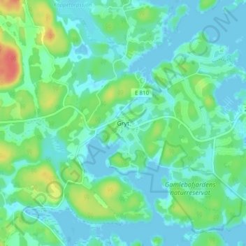 Carte topographique Gryt, altitude, relief