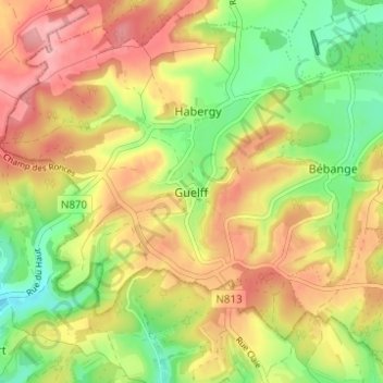 Carte topographique Guelff, altitude, relief