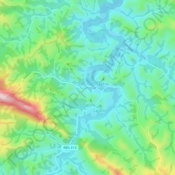 Carte topographique Açungui, altitude, relief