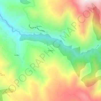 Carte topographique Pradías, altitude, relief