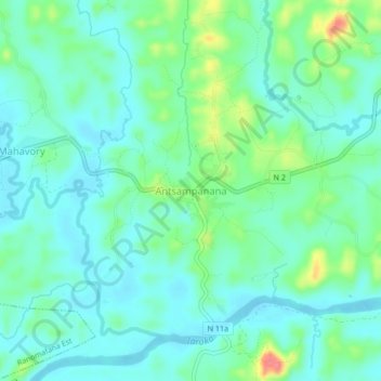 Carte topographique Antsampanana, altitude, relief