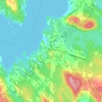 Carte topographique Aukland, altitude, relief