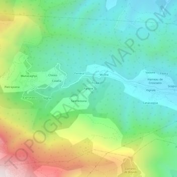 Carte topographique Partine, altitude, relief