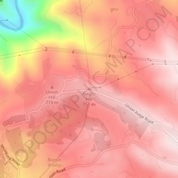Carte topographique Negro Hill, altitude, relief