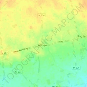 Carte topographique Vallby, altitude, relief