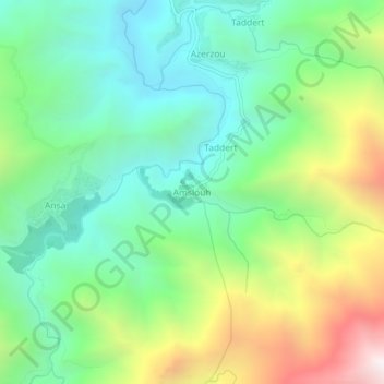 Carte topographique Amslouh, altitude, relief
