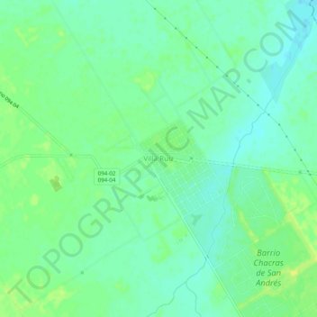 Carte topographique Villa Ruiz, altitude, relief