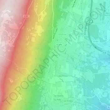 Carte topographique Ochiaz, altitude, relief