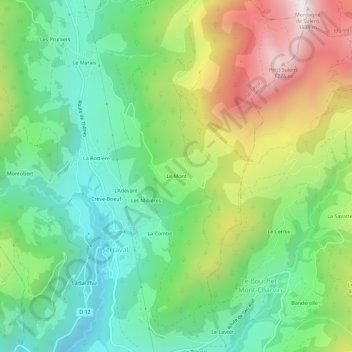 Carte topographique Le Mont, altitude, relief