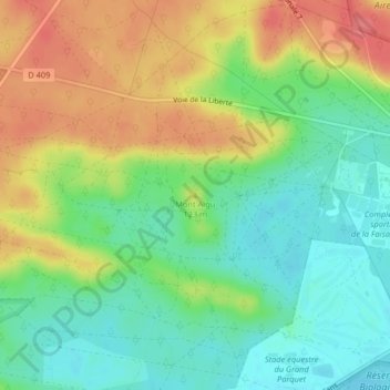 Carte topographique Mont Aigu, altitude, relief