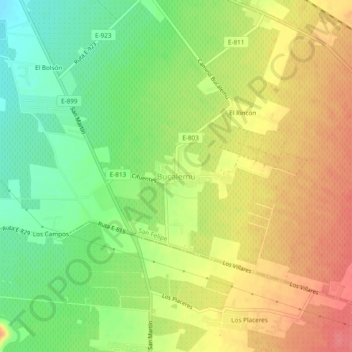 Carte topographique Bucalemu, altitude, relief