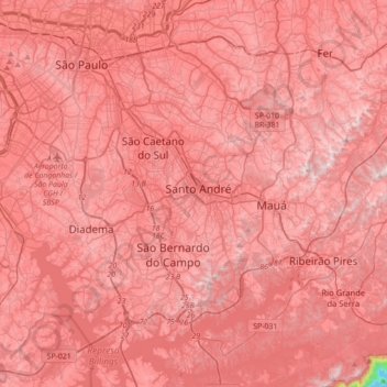 Carte topographique Santo André, altitude, relief