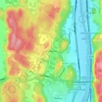 Carte topographique Mysterna, altitude, relief