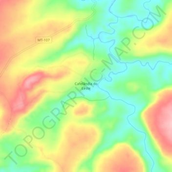 Carte topographique Cafelândia do Leste, altitude, relief