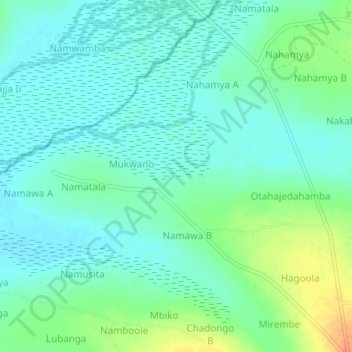 Carte topographique Ntinda, altitude, relief