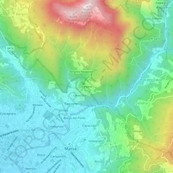 Carte topographique Bargana, altitude, relief
