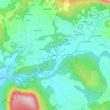 Carte topographique Gontard, altitude, relief