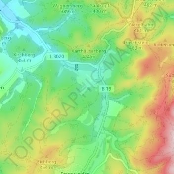 Carte topographique Wilhelmsthal, altitude, relief