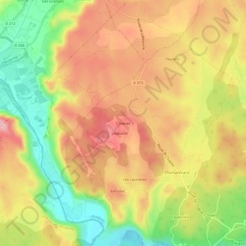 Carte topographique Chapias, altitude, relief