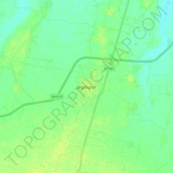 Carte topographique Jagdispur, altitude, relief