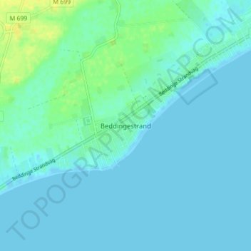 Carte topographique Beddingestrand, altitude, relief