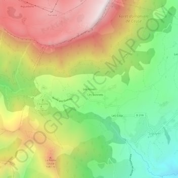 Carte topographique Les Roses, altitude, relief