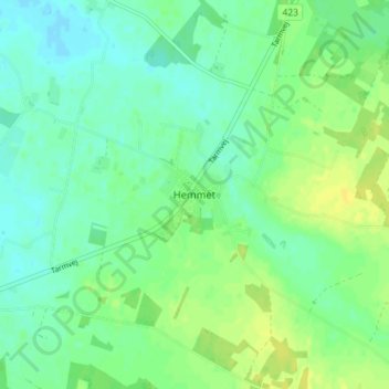 Carte topographique Hemmet, altitude, relief