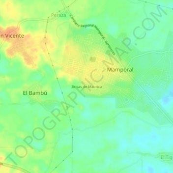 Carte topographique Brisas de Maurica, altitude, relief