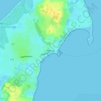 Carte topographique Rørvig, altitude, relief