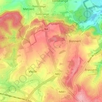 Carte topographique Quatre Vents, altitude, relief