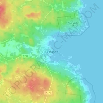 Carte topographique Norrfjärden, altitude, relief