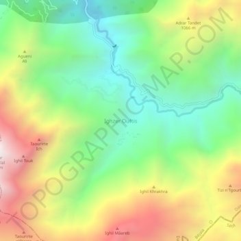 Carte topographique Ighzer Ouftis, altitude, relief
