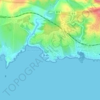 Carte topographique Pin, altitude, relief