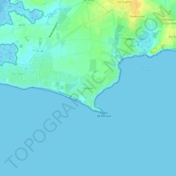 Carte topographique Kervoyal, altitude, relief