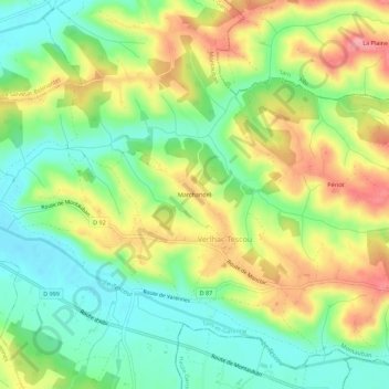 Carte topographique Marchandel, altitude, relief