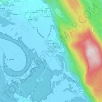 Carte topographique Saint-Benoît, altitude, relief