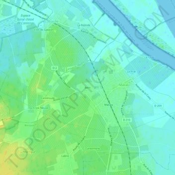Carte topographique Bern, altitude, relief