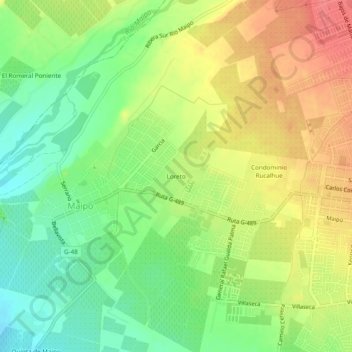 Carte topographique Loreto, altitude, relief
