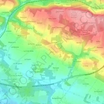 Carte topographique Dilliec, altitude, relief