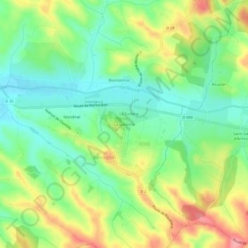Carte topographique La Garenne, altitude, relief