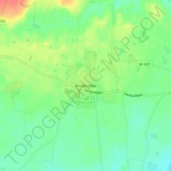 Carte topographique Anderslöv, altitude, relief