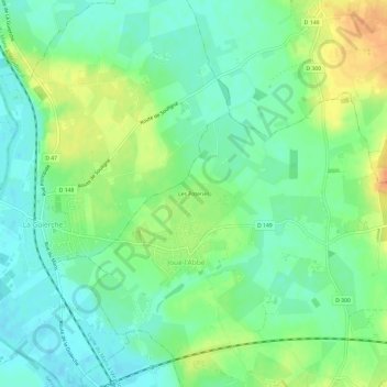Carte topographique Les Poteries, altitude, relief