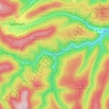Carte topographique Hornesselwiese, altitude, relief