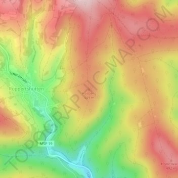 Carte topographique Hasberg, altitude, relief