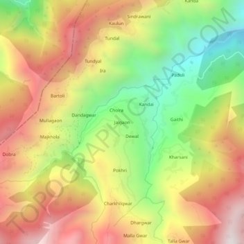 Carte topographique Jalgaon, altitude, relief