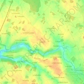 Carte topographique Romefort, altitude, relief