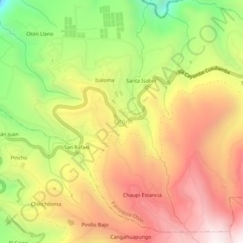 Carte topographique Otón, altitude, relief