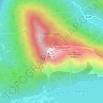 Carte topographique Tauern, altitude, relief